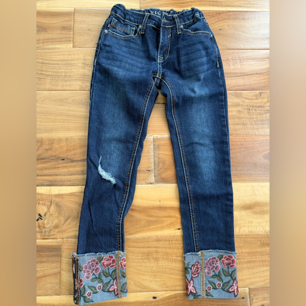 Vigoss Girls ‘The Austin’ Ankle Skinny Jeans with Embroidered Cuffs
